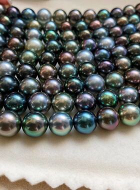 香港皇后大溪地炫彩孔雀绿色项链