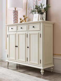 柜奶油风白色简约鞋 架大容量家用门口玄关柜 实木鞋 慕盛家具美式