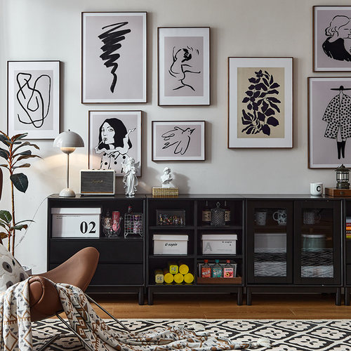 慕盛家具组合柜黑白色美式实木