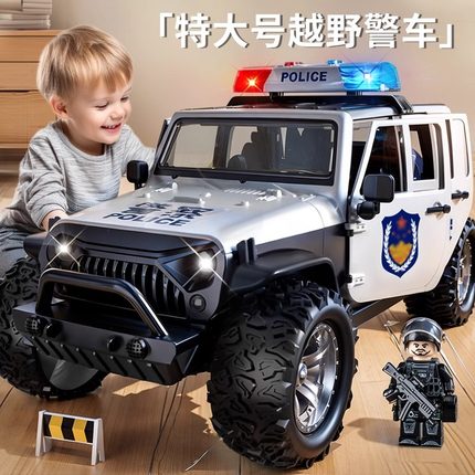 大号警车玩具惯性小汽车儿童110玩具车模型仿真男孩警察车越野车