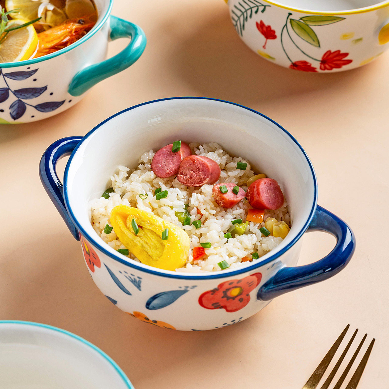 Modern housewives creative students creative personality double ear bowl