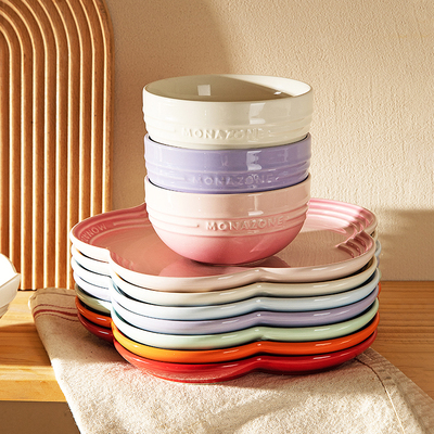 摩登主妇MONAZONE渐变炻瓷花瓣盘