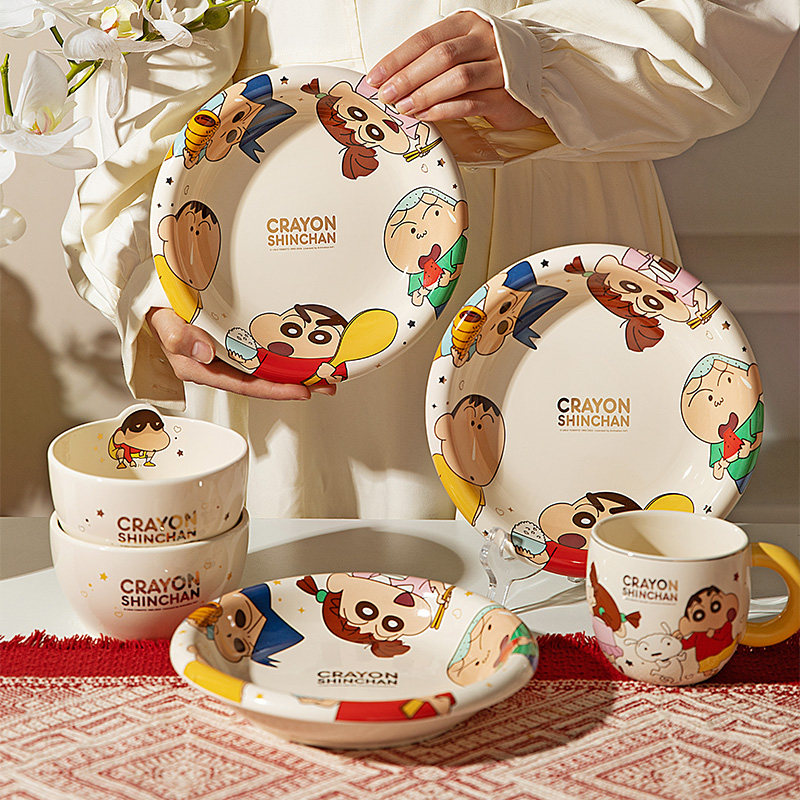 【摩登主妇&蜡笔小新】可爱餐具饭碗家用盘子餐盘泡面碗陶瓷碗具,餐饮具,碗,淘宝优惠券,粉丝福利购,淘宝优惠卷