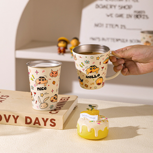 316不锈钢杯子咖啡杯马克杯防摔家用喝水杯 摩登主妇&蜡笔小新