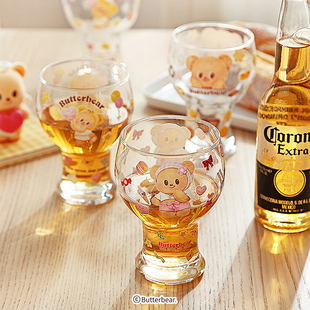 啤酒杯玻璃杯家用果汁杯喝水杯高颜值杯子 摩登主妇&黄油小熊