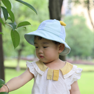 婴儿帽子春秋薄款3-24个月纯棉可爱可调节春夏这样男女宝宝渔夫帽