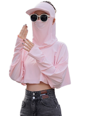 潮符女士帽子围脖防晒衣一体
