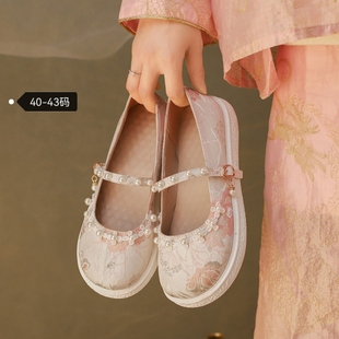 民族风旗袍布鞋子新中式鞋子女大码4043厚底鞋洛丽塔鞋子lolita鞋