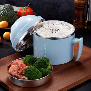 304不锈钢保温饭盒上班族快餐杯加厚大号圆形学生饭缸宿舍泡面碗