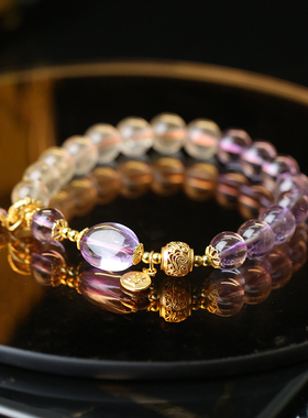 灵机麦玲玲S925 紫黄晶手链高颜值多样性发其一小众新款送礼女