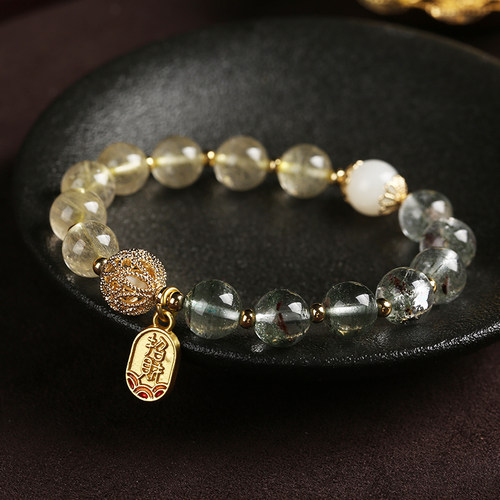 灵机生活馆绿幽灵金发晶手链