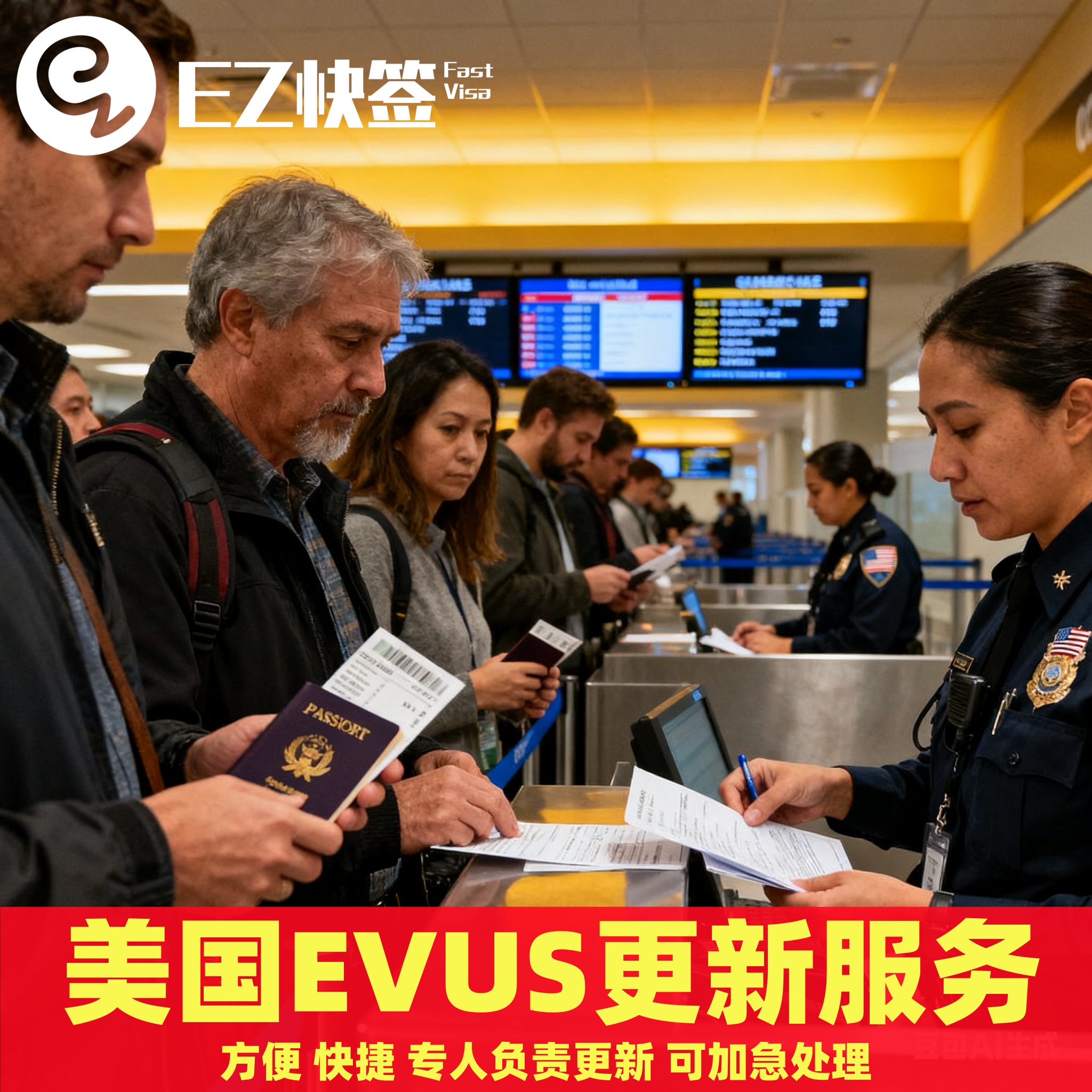 美国EVUS登记服务加急更新快速B类签证续签