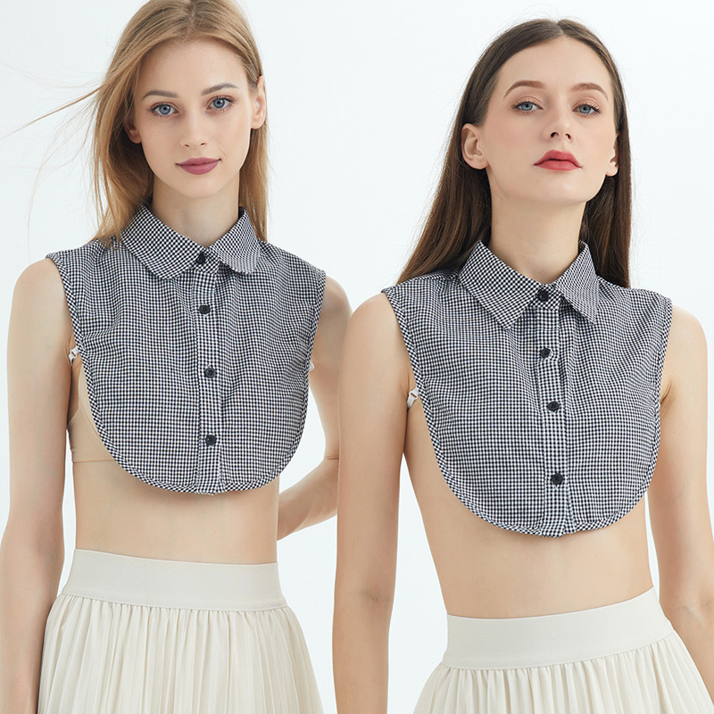 百搭风千鸟格毛衣装饰打底假领子