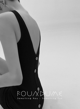 Foundume  黑色露背无袖前后两穿针织短款修身显瘦连衣裙女