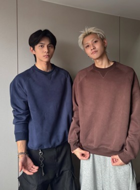 KidThe1One秋冬纯色插肩袖圆领秋季卫衣内搭打底衫miu风情侣