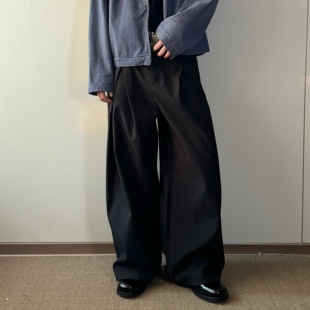 男女cleanfit阔腿长裤 Kid 复古宽松廓形打褶休闲西裤 美式 The1One