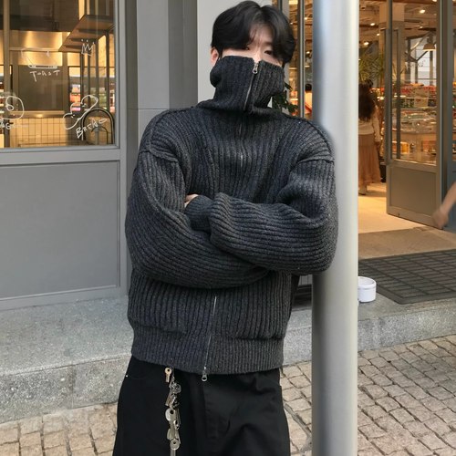 KidThe1One针织高领深灰色毛衣