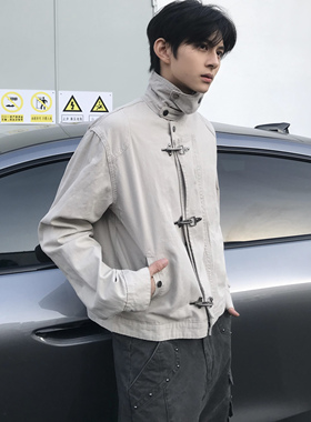 Kid The1One 美式复古宽松cleanfit水洗做旧双排扣夹克外套秋冬男