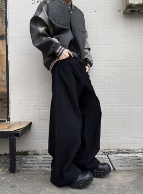 Kid The1One直筒阔腿baggy牛仔裤重磅宽松拖地阔腿长裤男女同款