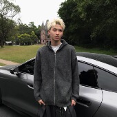 Kidthe1One针织格子连帽开衫 秋冬 男士 带帽毛衣针织衫 立领翻领韩版