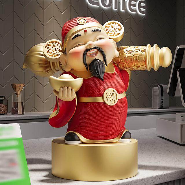 大笔财神爷摆件新中式国潮风客厅玄关办公室摆设店铺乔迁开业礼物,家居饰品,桌面摆件,淘宝优惠券,粉丝福利购,淘宝优惠卷