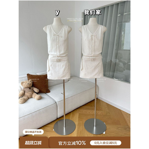 莱赛尔V领蕾丝花边背心连衣裙女夏季韩系出片宽松潮流显瘦a字短裙