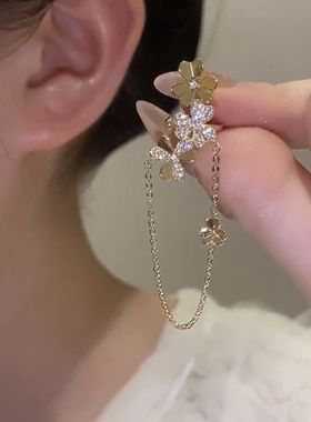 轻奢气质四叶花耳骨夹无