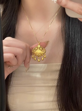 小众设计平安锁吊坠长命锁项链女