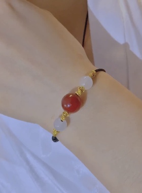 手工编织绳相思豆手链女