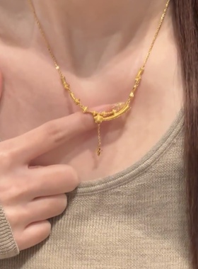 金色星星流苏项链女小众