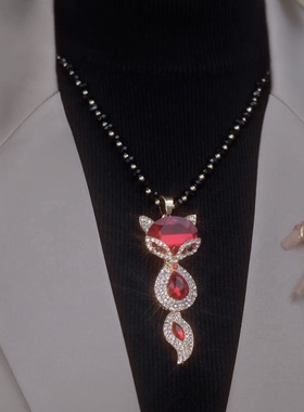 红色狐狸毛衣链女高性价比