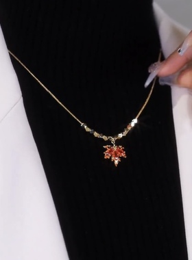 秋意袭来枫叶项链女秋冬