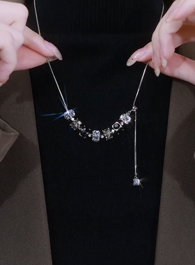 轻奢流苏方块项链女款