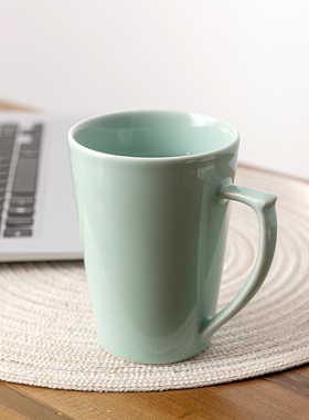 青瓷马克杯简约牛奶咖啡杯男女欧式陶瓷水杯家用茶杯会议杯子茶具