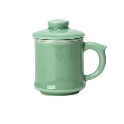 陶瓷茶水分离杯过滤杯子青瓷高档个人杯办公室茶杯男汝窑水杯茶具