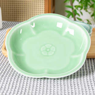 简约汤盘耐高温青瓷高档餐具商用 陶瓷盘子菜盘家用高颜值深盘中式