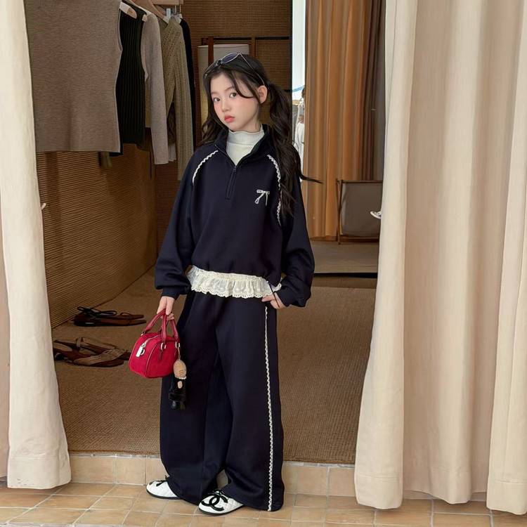 专柜品牌女大童春秋季套装2026新款儿童装洋气初中生女孩卫衣运动