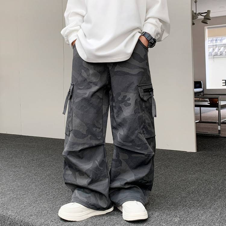 专柜品牌男童休闲裤2026秋款新款中大童百搭工装裤青少年宽松迷彩
