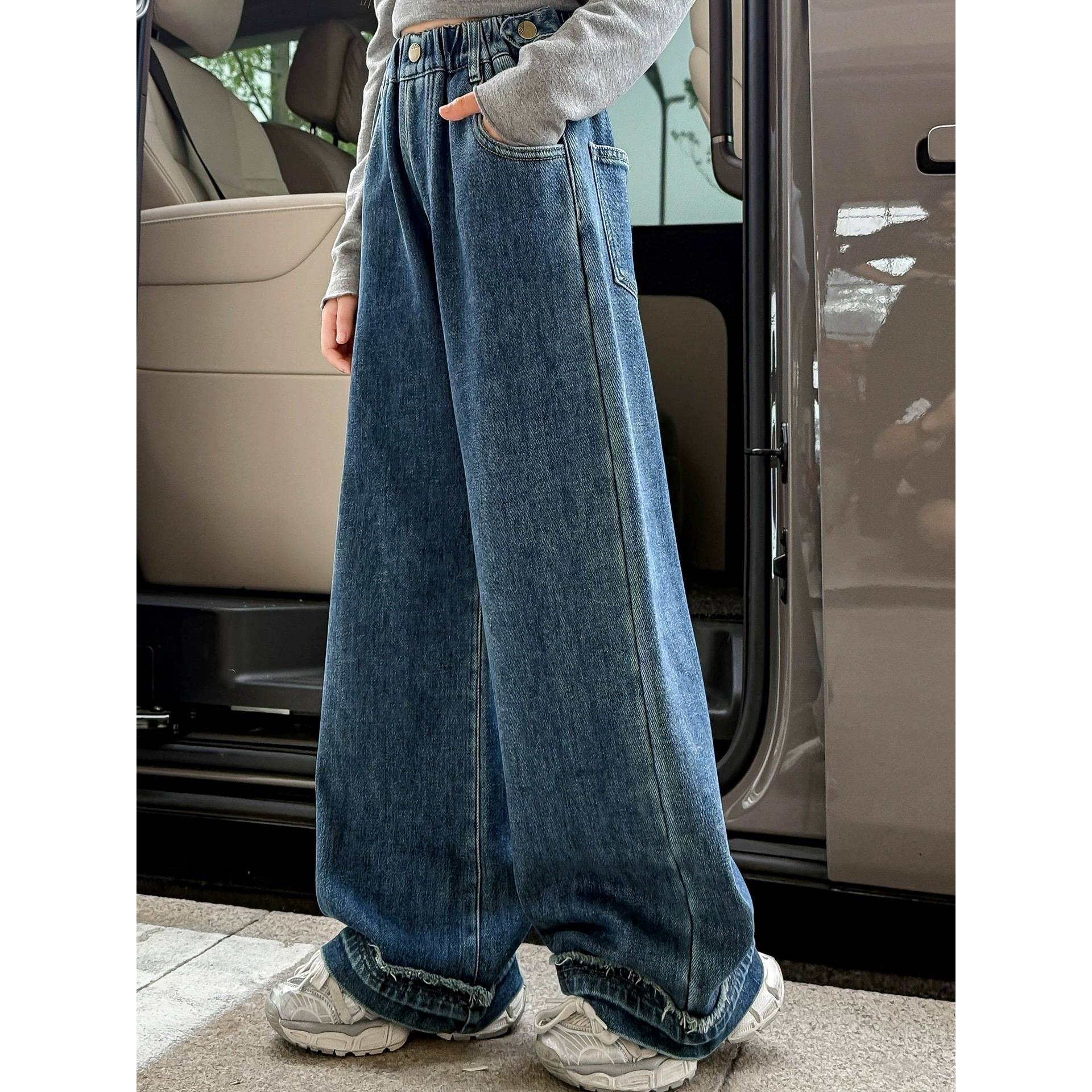 专柜品牌女童加绒裤子一体绒秋冬2025新款儿童加厚阔腿裤大童超好,童装/婴儿装/亲子装,儿童牛仔裤,淘宝优惠券,粉丝福利购,淘宝优惠卷