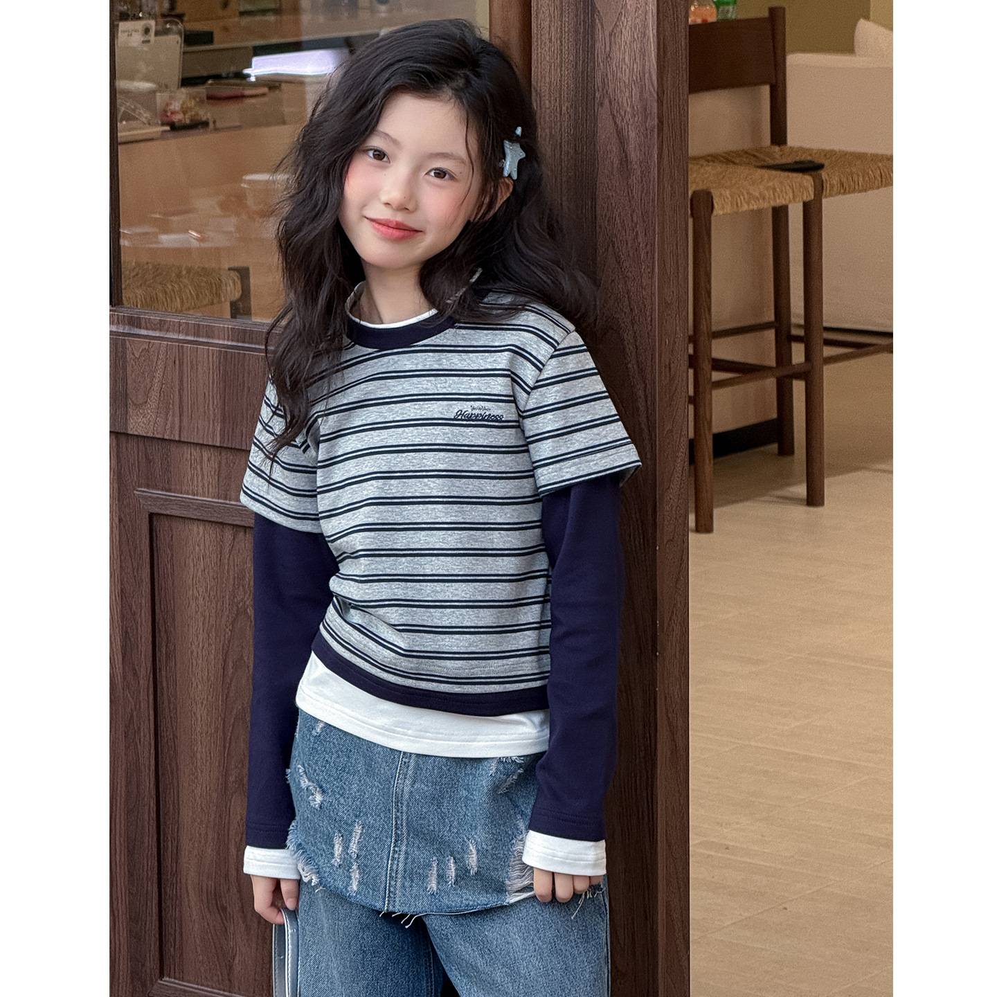 专柜品牌初中女生2026新款套装高级感好看的衣服女童秋季休闲牛仔