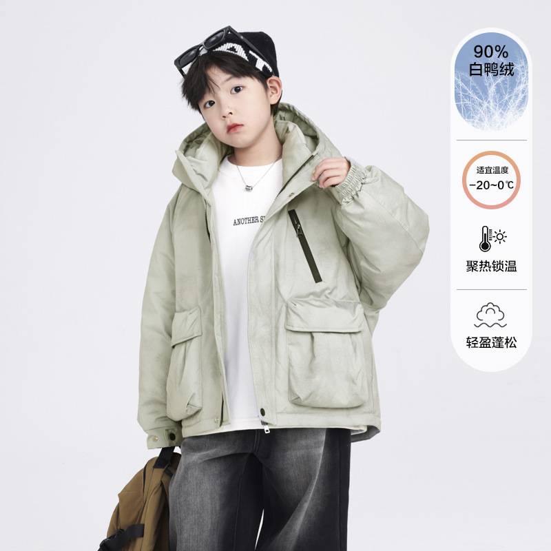 商场品牌男童冬装户外冲锋衣防风羽绒服2025新款儿童冬季加厚运动