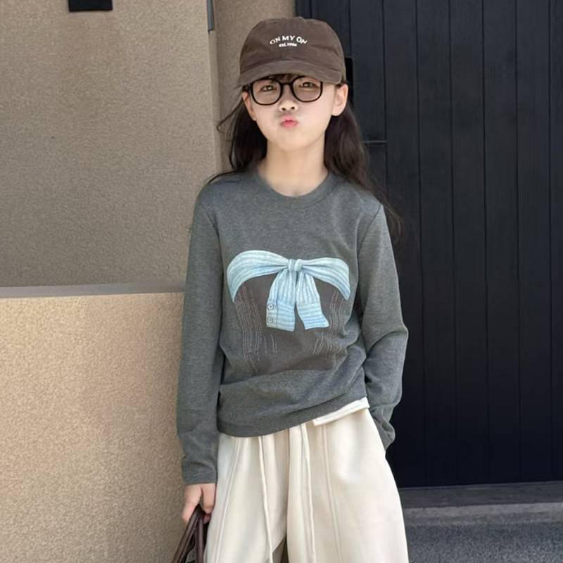 专柜品牌女童长袖T恤春秋装女大童韩系穿搭上衣儿童秋衣女装学生
