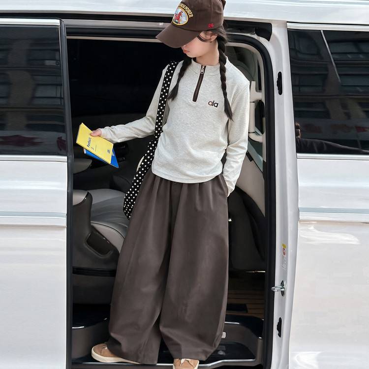 专柜品牌女童套装春秋2026新款儿童立领卫衣秋装韩版女孩棉布阔腿