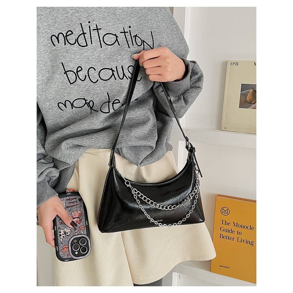 专柜品牌2025新款秋冬链条时尚百搭高级感腋下包拉链式单肩褶皱斜,箱包皮具/热销女包/男包,腋下包,淘宝优惠券,粉丝福利购,淘宝优惠卷