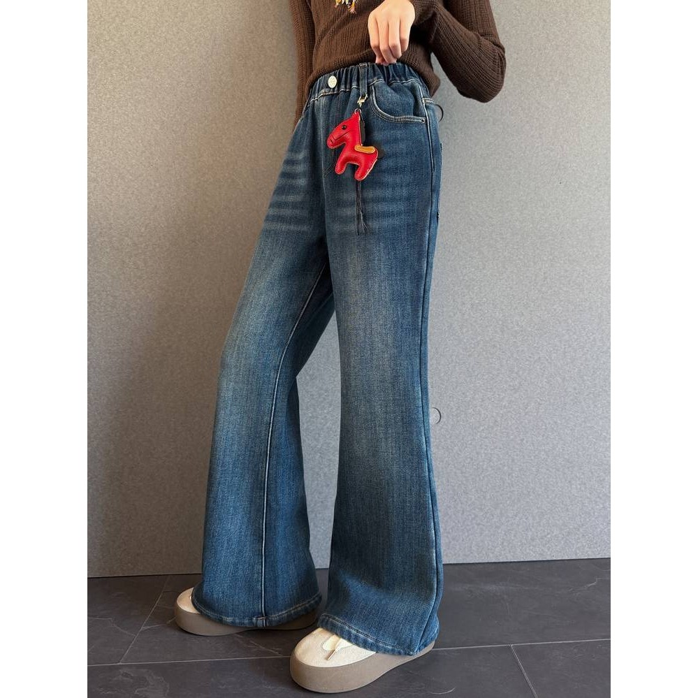 专柜品牌女童裤子外穿秋2025新款大童初中生秋冬加绒一体绒牛仔裤,童装/婴儿装/亲子装,儿童牛仔裤,淘宝优惠券,粉丝福利购,淘宝优惠卷