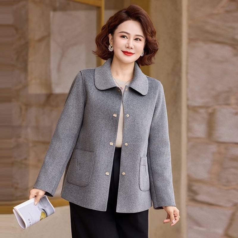 专柜品牌妈妈款春秋装洋气高端减龄开衫上衣服毛呢中年女装时尚40
