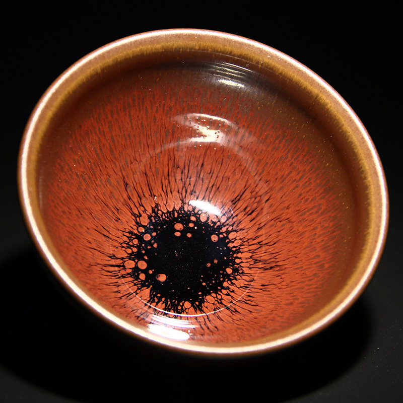 器物志 叶礼旺建盏鸿运兔毫茶盏红兔毫主人杯带釉泪