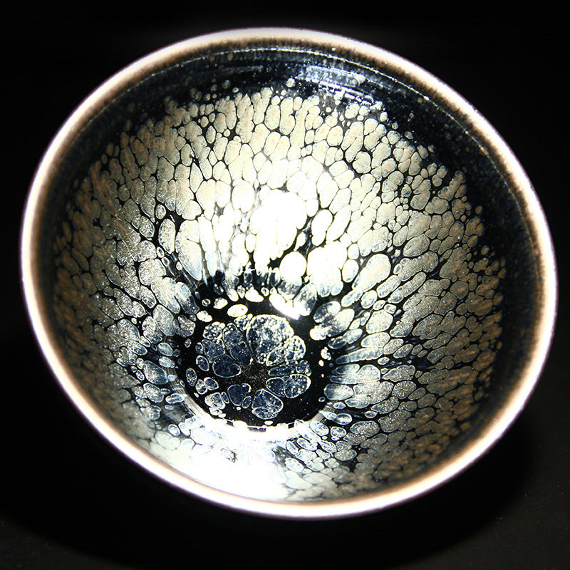 器物志 银油滴建盏黑瓷品茗杯天目茶盏黑釉束口主人杯