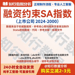 上市公司融资约束SA指数2024-2000包含匹配代码与结果