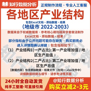 各地级市产业结构2022-2003包含原始数据与结果地级市控制变量